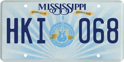 MS license plate HKI068