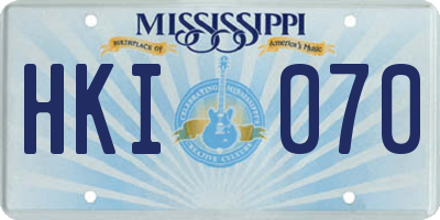 MS license plate HKI070