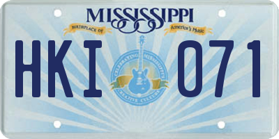 MS license plate HKI071