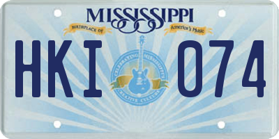 MS license plate HKI074