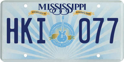 MS license plate HKI077