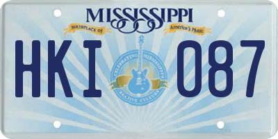 MS license plate HKI087