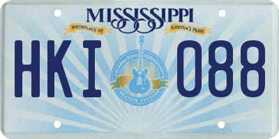 MS license plate HKI088