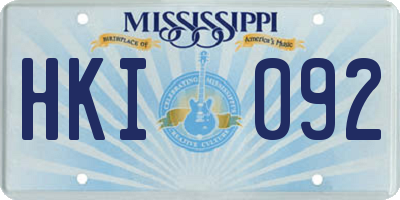 MS license plate HKI092