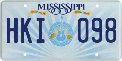 MS license plate HKI098