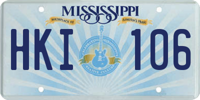 MS license plate HKI106