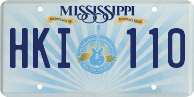 MS license plate HKI110