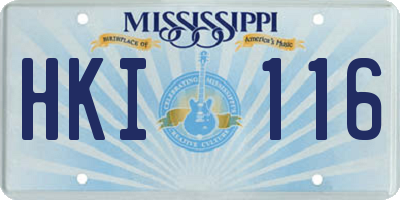 MS license plate HKI116