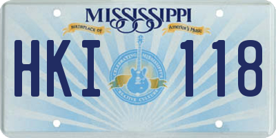 MS license plate HKI118