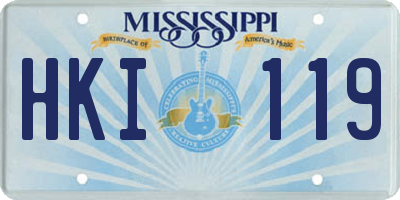 MS license plate HKI119