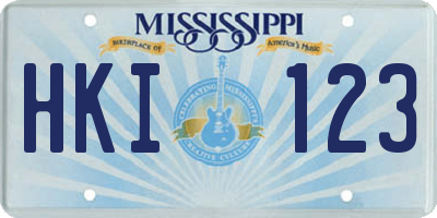 MS license plate HKI123