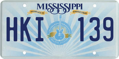 MS license plate HKI139