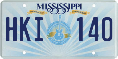 MS license plate HKI140
