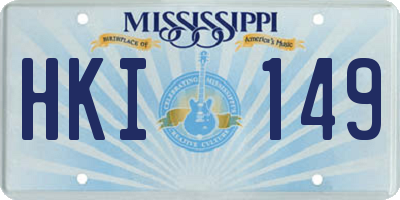 MS license plate HKI149