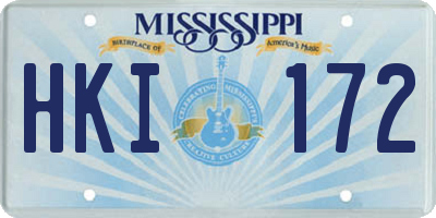 MS license plate HKI172
