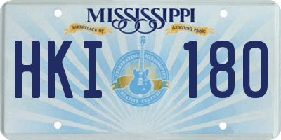 MS license plate HKI180