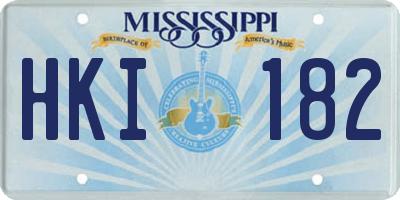MS license plate HKI182