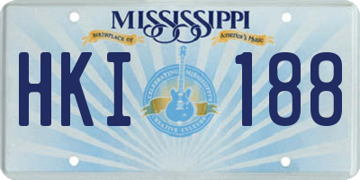 MS license plate HKI188