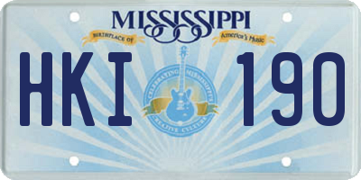 MS license plate HKI190