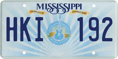 MS license plate HKI192
