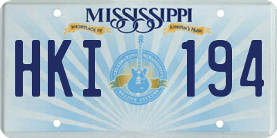 MS license plate HKI194
