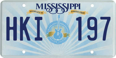 MS license plate HKI197