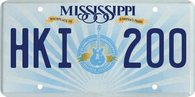 MS license plate HKI200