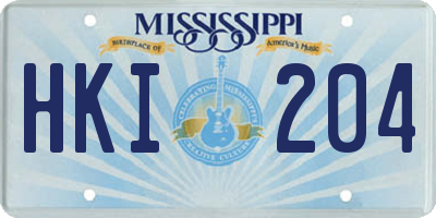 MS license plate HKI204
