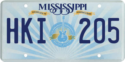 MS license plate HKI205