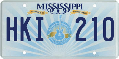 MS license plate HKI210