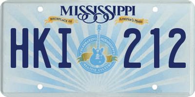 MS license plate HKI212