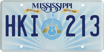 MS license plate HKI213