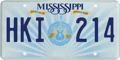 MS license plate HKI214