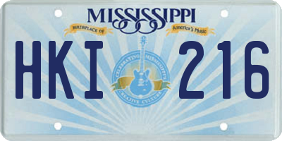 MS license plate HKI216