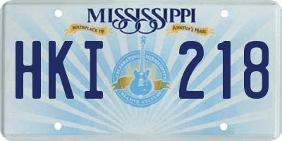 MS license plate HKI218