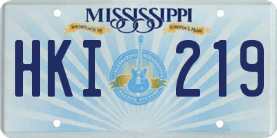 MS license plate HKI219