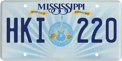 MS license plate HKI220