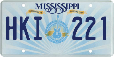 MS license plate HKI221