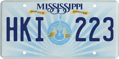MS license plate HKI223