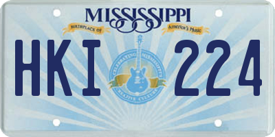 MS license plate HKI224