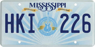 MS license plate HKI226