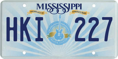 MS license plate HKI227