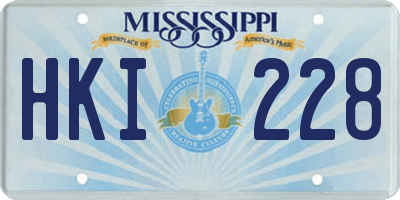 MS license plate HKI228