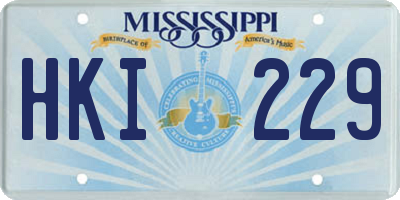 MS license plate HKI229