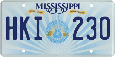 MS license plate HKI230