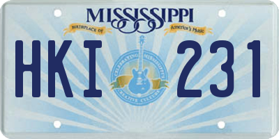 MS license plate HKI231