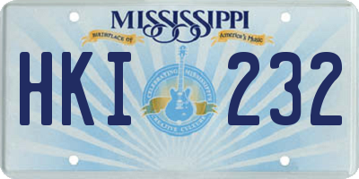 MS license plate HKI232