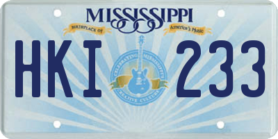 MS license plate HKI233