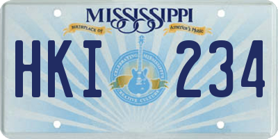 MS license plate HKI234