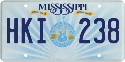 MS license plate HKI238